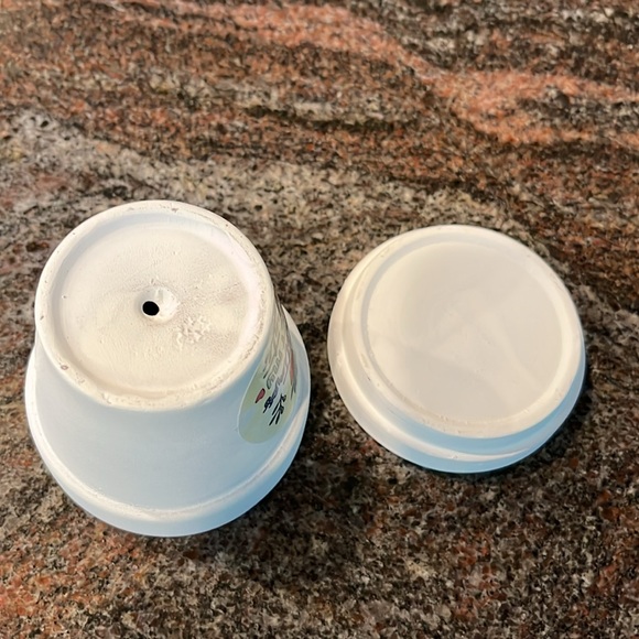 2.75 inch White Ceramic Mini Planter with Saucer/ Sometimes I wet my plants - Picture 7 of 8